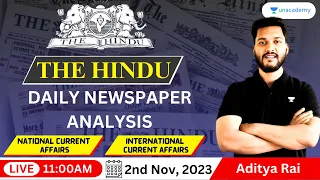 The HINDU for CLAT 2024 (2nd Nov) | Current Affairs by Unacademy | Daily Newspaper Analysis #clat