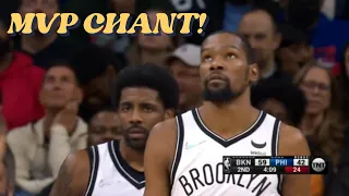 Disappointed Sixers fans TROLLING Sixers team by chanting MVP on Kevin Durant - Nets vs Sixers