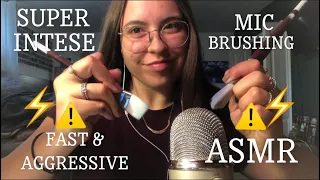 SUPER FAST & AGGRESSIVE ⚠️ INTENSE MIC BRUSHING ASMR WARNING (no talking)