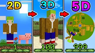 Minecraft 5D世界太厲害！維度越來越高『從2D到5D』的麥塊世界生存，看到一堆不可思議的畫面..？