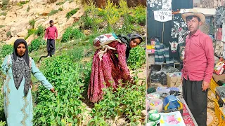 nomadic family sold plants and buy stuff from town