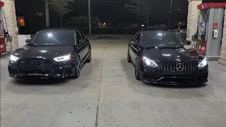 2017 Mercedes C63 AMG Pure 1000 Turbos E50 vs 2018 Audi RS3 Upgraded Turbo E60