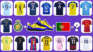 Guess BOOTS,  RED CARD, INJURY, CLUB of football players, Ronaldo,Messi, Neymar|Mbappe