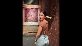 lucy hale with an axe