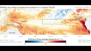 Watch El Niño's warm waters appear in the tropical Pacific in June 2023