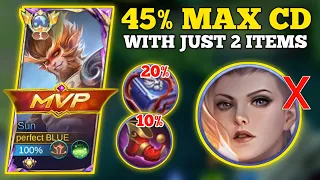 45% MAX CD WITH JUST 2 ITEMS! (must try) | SUN BEST BUILD -MLBB🔥 #sunmlbb #topglobalsun #mlbb