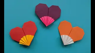 Сердце оригами из бумаги с веером| Origami paper heart with a Fan | Valentine's Day craft