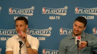 Klay Thompson messes with reporter