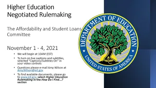 Affordability and Student Loans Committee Meeting AM Session November 1, 2021