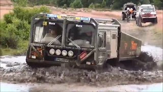 Volvo laplander 6x6, Unimog 4x4, MAN in mud and river rally