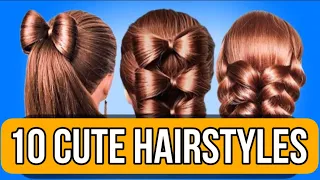 TOP 10 cute HAIRSTYLES. Coiffure avec noeud papillon🎀 long Hair bow tutorial
