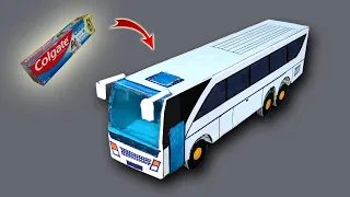 How To Make Bus From Colgate Box And Cardboard || DiY Miniature Bus