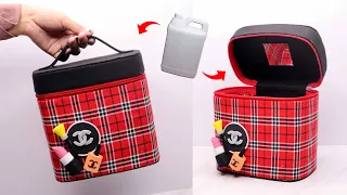 The best idea for using trash! Plastic jerry can cosmetics holder | DIY makeup storage organization