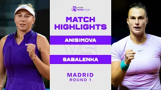 Amanda Anisimova vs. Aryna Sabalenka | 2022 Madrid Round 1 | WTA Match Highlights