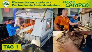 Wasserschaden reparieren - Erschreckende Bestandsaufnahme bei Ferdi Fendt - Tag 1 - Clever Campen