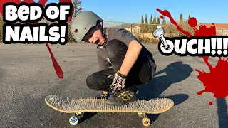 Skateboard Tricks On A Bed of NAILS!?! Can I ride it?!