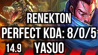 RENEKTON vs YASUO (TOP) | 8/0/5, Legendary | BR Grandmaster | 14.9