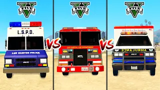 Police Van vs Fire Truck vs Ambulance Car in GTA 5 - which is best?