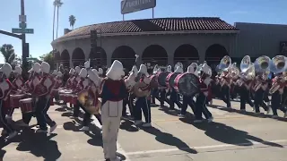 Rose Parade 2024 LAUSD Marching Band turning at Sierra Blvd Jan 1 2024