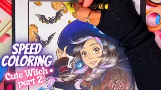 🌙 Coloring Cute Witch • Part 2 | Timelapse / Speed Coloring