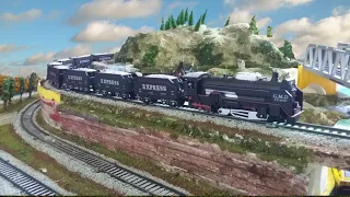 Look at How Strong a Rail King locomotive Pulls 9 Coal Cars On an Uphill and Cornering Track!!