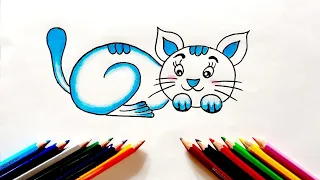 Very Easy Cat Drawing || How to Draw Cat from Number 200 || Creativity Studio.