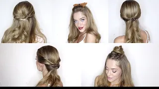 5 ПРИЧЕСОК НА РАСПУЩЕННЫЕ ВОЛОСЫ | 5 HALF UP HALF DOWN BACK TO SCHOOL HAIRSTYLES