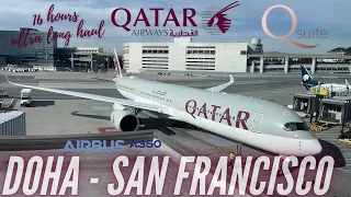 16 hours in Qsuite | Doha - San Francisco | Qatar Airways Business Class | A350-1000 | Trip Report