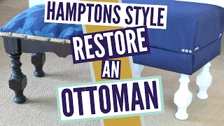 How to Restore a Footstool / Ottoman With No Sew Upholstery, Hamptons Style!