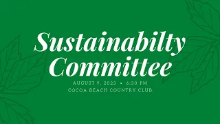 🔴LIVE - City of Cocoa Beach  - 6:30 PM Sustainability Committee Meeting