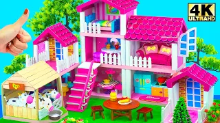 (Amazing) Build 3-Storey Pink Villa with Cow Shed and 8 Room from Cardboard ❤️ DIY Miniature House