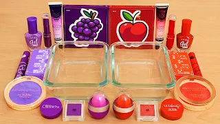 Grape vs Apple - Mixing Makeup Eyeshadow Into Slime ASMR