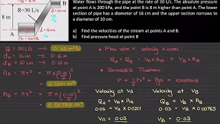 Bernoulli's Equation Example Problem - Fluid Mechanics