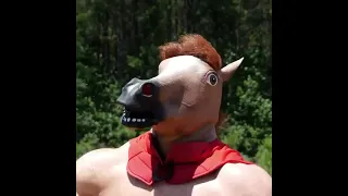 Bodybuilder Wearing Horse Head Mask Hilariously Throws Barbell Around - 1196381