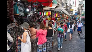 [4K] Walking tour through Bangkok budget fashion street around Pratunam Market