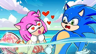 Little Mermaid Falling in Love With Sonic - Sonic Mermaid Story - Sonic BamBo Animation