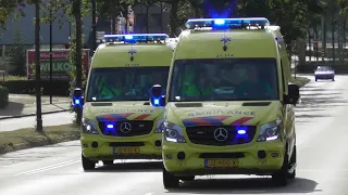 A1 Ambulances 21-114 en 21-129 met spoed naar het Radboud UMC in Nijmegen