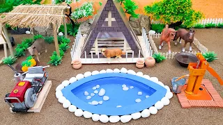 DIY mini Farm Diorama with House for Cow, Horse - Mini Hand Pump Supply Water Pool for Animals #25