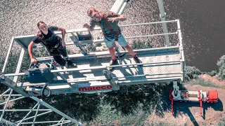 250 feet high in the sky with a truck mounted lift... holy shit! 😱💩