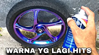 CARA CAT VELG MOTOR WARNA BUNGLON MENGGUNAKAN CAT KALENG SEMPROT