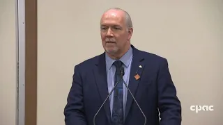 B.C. Premier John Horgan speaks with reporters in Ottawa