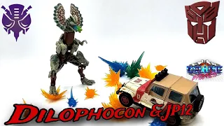 Transformers X Jurassic Park Crossover Dilophocon & Autobot JP12.  #jeep #dinosaur