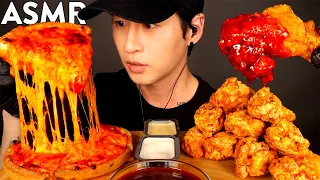 ASMR NUCLEAR FIRE CHEESY PIZZA & CHICKEN WINGS MUKBANG (No Talking) EATING SOUNDS | Zach Choi ASMR