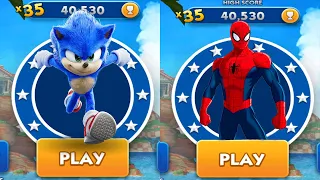 Sonic Dash vs Spiderman Unlimited - Movie Sonic vs All Bosses Zazz Eggman - All Characters Unlocked