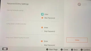 How to change the re enter password for the eShop to skip it