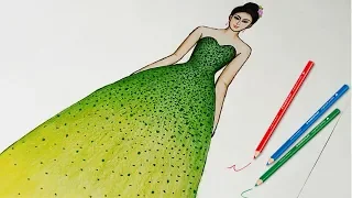 How to draw a beautiful dress | Fashion Illustration Drawing for Beginners (Easy version)