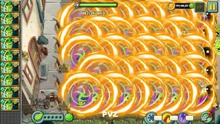 PvZ 2 100 Wasabi Whip & Goo Peashooter Vs 99999 Bust Head Zombie Level 100 full Tile Turnip