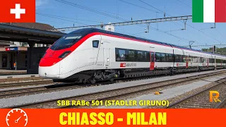 Cab Ride Chiasso - Como - Milan (Switzerland-Italy) train driver's view in 4K