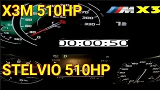 Alfa Romeo Stelvio V6 510 HP vs BMW x3M Compet V8 510 HP Acceleration Sound 0-250km/h
