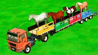 TRANSPORT OF COLORS ! ANIMALS TRANSPORTING with COLORED TRUCKS AND LOADERS in Farming Simulator 22